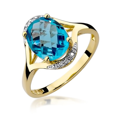 Pierścionek W0150 Topaz Swiss 3,00ct żółte złoto 375