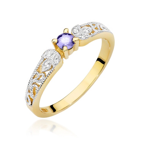 Prsteň W0411 Tanzanit 0,15ct Žlté zlato 375