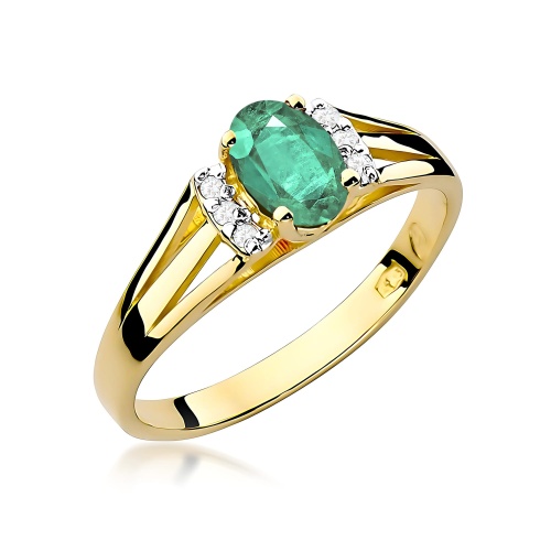 Pierścionek W0005 Szmaragd 0,40ct żółte złoto 375