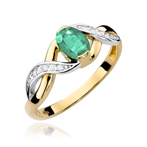 Pierścionek W0028 Szmaragd 0,40ct żółte złoto 375