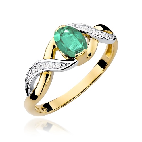 Pierścionek W0028 Szmaragd 0,40ct żółte złoto 375