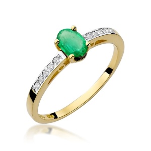 Pierścionek W0067 Szmaragd 0,40ct żółte złoto 375
