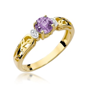 Pierścionek W0014 Ametyst 0,50ct żółte złoto 375