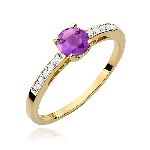 Pierścionek W0066 Ametyst 0,50ct żółte złoto 375