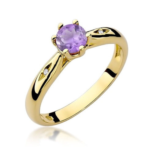 Pierścionek W0074 Ametyst 0,50ct żółte złoto 375
