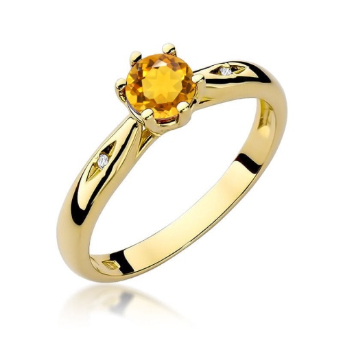 Pierścionek W0074 Cytryn 0,50ct żółte złoto 375