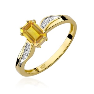 Pierścionek W0094 Cytryn 0,60ct żółte złoto 375