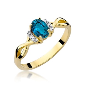 Pierścionek W0019 Topaz London Blue 0,50ct żółte złoto 375