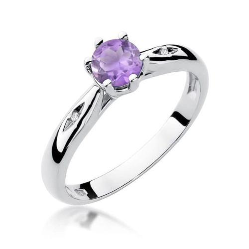 Pierścionek W0074 Ametyst 0,50ct białe złoto 375