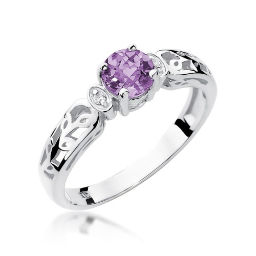 Pierścionek W0014 Ametyst 0,50ct białe złoto 375