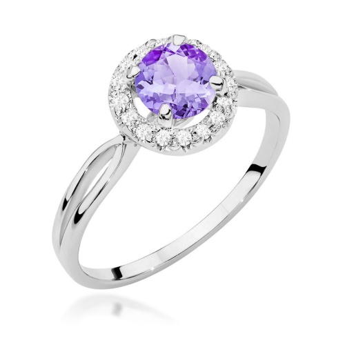 Pierścionek W0538 Ametyst 0,90ct białe złoto 375