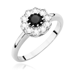 Pierścionek W0529 Czarny diament 0,50ct białe złoto 375
