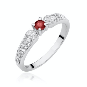 Pierścionek W0411 Rubin 0,15ct białe złoto 375