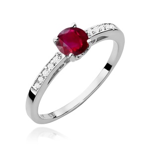 Pierścionek W0066 Rubin 0,60ct białe złoto 375