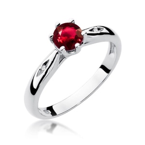 Pierścionek W0074 Rubin 0,60ct białe złoto 375