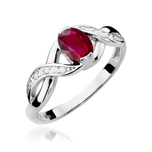 Pierścionek W0028 Rubin 0,60ct białe złoto 375