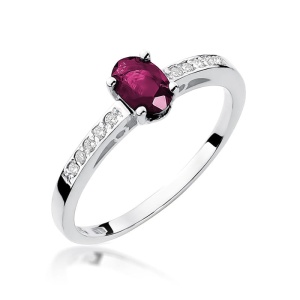 Pierścionek W0067 Rubin 0,60ct białe złoto 375