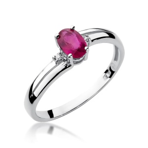Pierścionek W0068 Rubin 0,60ct białe złoto 375