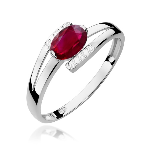 Pierścionek W0119 Rubin 0,60ct białe złoto 375
