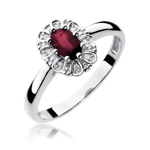 Pierścionek W0304 Rubin 0,60ct białe złoto 375