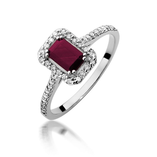 Pierścionek W0403 Rubin 0,80ct białe złoto 375