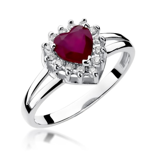 Pierścionek W0310 Rubin 1,10ct białe złoto 375