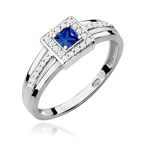 Inel W0271 Safir 0,20ct Aur alb 375