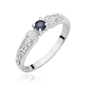 Pierścionek W0411 Szafir 0,15ct białe złoto 375