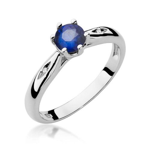 Pierścionek W0074 Szafir 0,50ct białe złoto 375