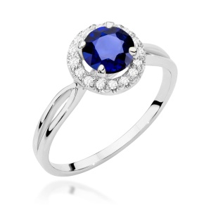 Pierścionek W0538 Szafir 1,00ct białe złoto 375