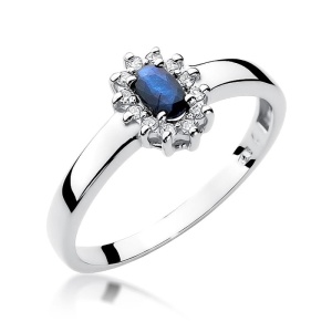Pierścionek W0026 Szafir 0,30ct białe złoto 375