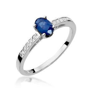 Pierścionek W0067 Szafir 0,70ct białe złoto 375