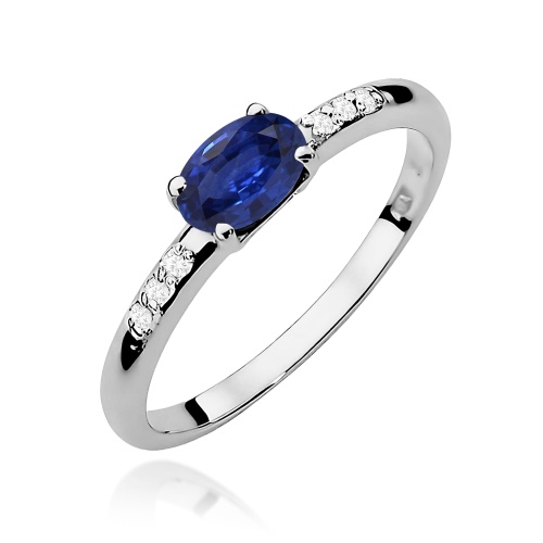 Pierścionek W0077 Szafir 0,70ct białe złoto 375