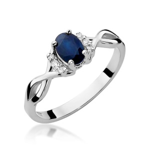 Pierścionek W0019 Szafir 0,70ct białe złoto 375