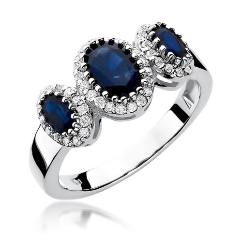 Inel W0309 Safir 1,50 ct Aur alb 375