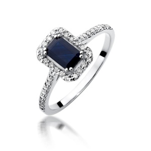 Pierścionek W0403 Szafir 0,60ct białe złoto 375