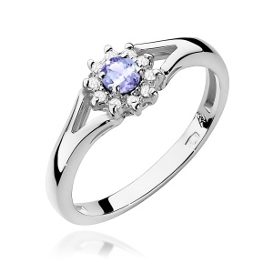 Pierścionek W0185 Tanzanit 0,15ct białe złoto 375