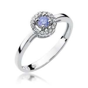 Pierścionek W0238 Tanzanit 0,15ct białe złoto 375
