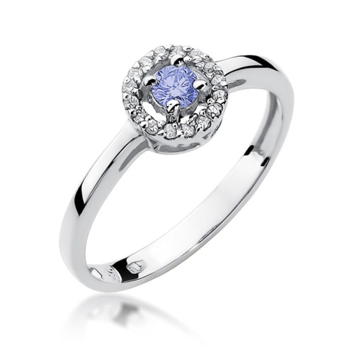 Pierścionek W0238 Tanzanit 0,15ct białe złoto 375