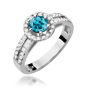 Pierścionek W0087 Topaz London Blue 0,50ct białe złoto 375