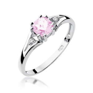 Pierścionek W0044 Topaz różówy 0,65ct białe złoto 375