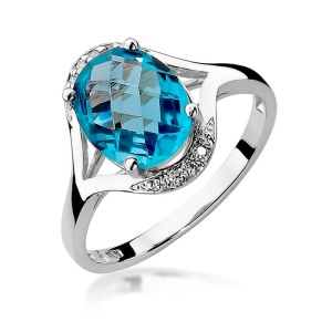 Pierścionek W0150 Topaz Swiss 3,00ct białe złoto 375
