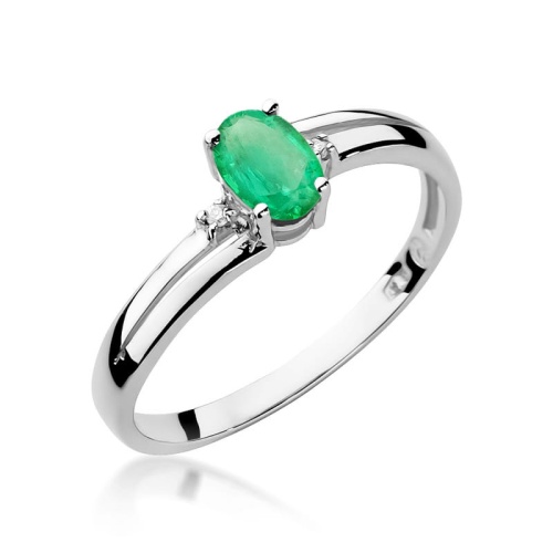 Pierścionek W0068 Szmaragd 0,40ct białe złoto 375