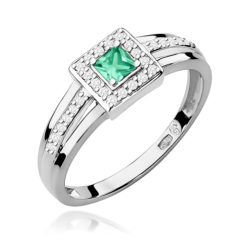 Pierścionek W0271 Szmaragd 0,15ct białe złoto 375