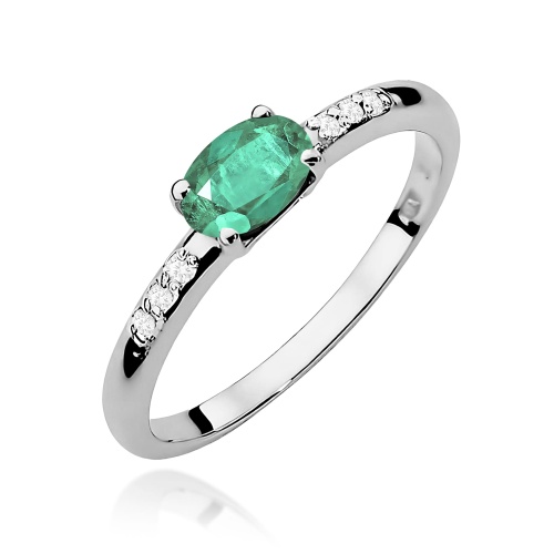 Pierścionek W0077 Szmaragd 0,40ct białe złoto 375
