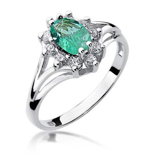 Pierścionek W0037 Szmaragd 0,80ct białe złoto 375