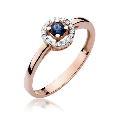 Pierścionek W0238 Szafir 0,15ct złoto różowe 375