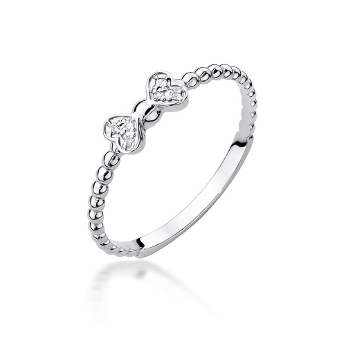 Pierścionek W0523 z diamentami białe złoto 375