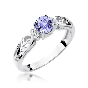 Pierścionek W0014 Tanzanit 0,50ct białe złoto 375