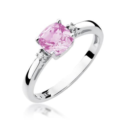 Pierścionek W0003 Różowy Topaz 1,10ct białe złoto 375